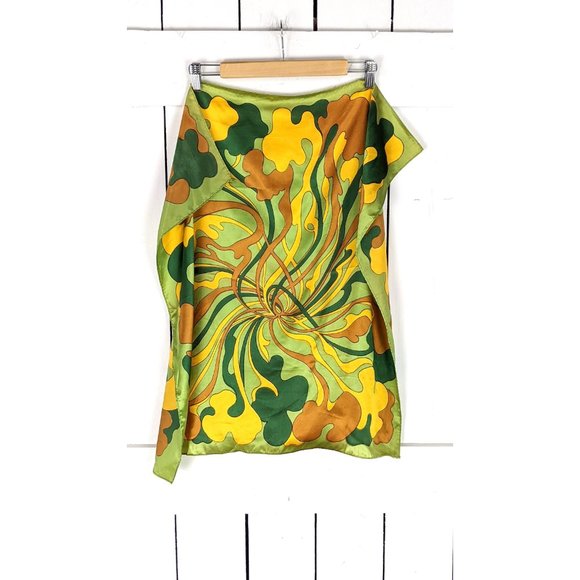 Vintage oversized mod camo print neck tie square head scarf - Picture 2 of 3